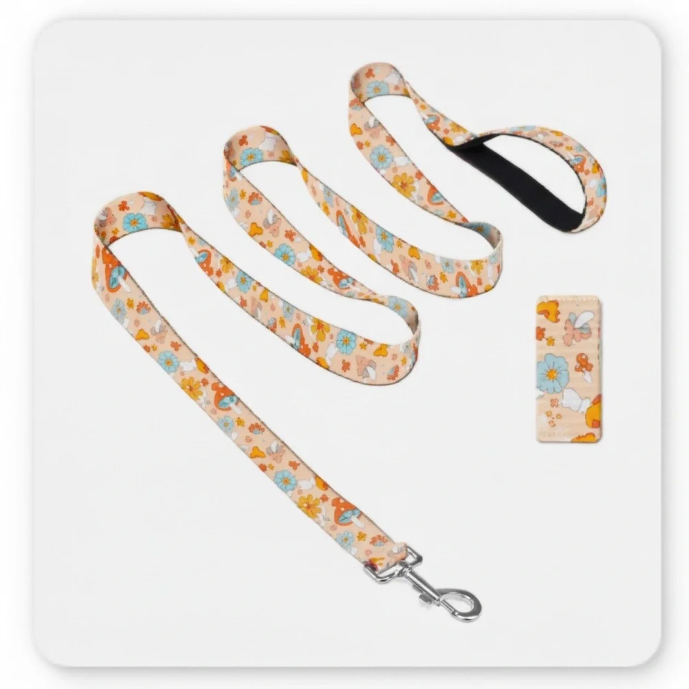 Mushroom Floral Pattern Dog Leash, NWT